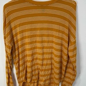 Long sleeve yellow/gold with white stripes shirt